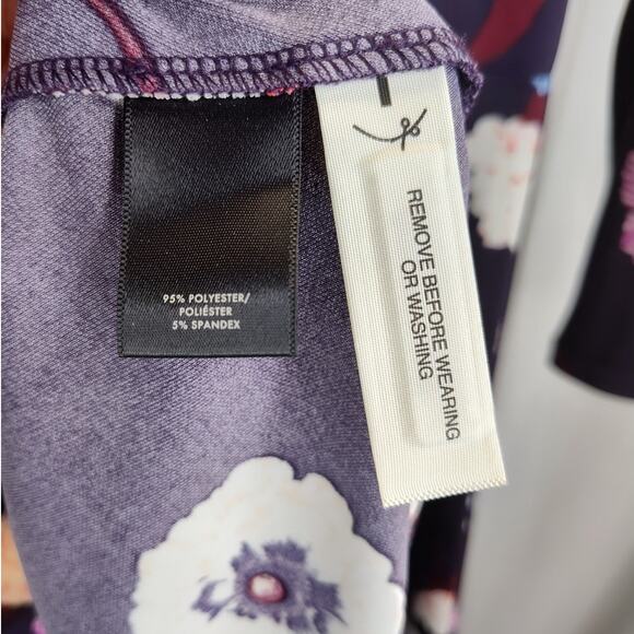 Ann Taylor Plum Floral Jersey Fit and Flare 3/4 Sleeve Dress,12 - Picture 5 of 11